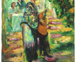 Ecole Xxème "Femme à la guitare", huile 