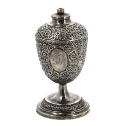 Petit pied de lampe en métal argenté tra