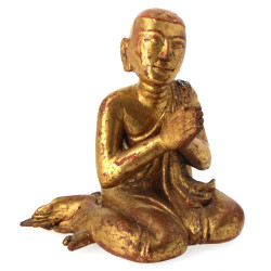 Bouddha en bois doré, H 30 cm (qq accide