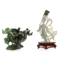 CHINE fin Xxème - Femme à l'éventail, su