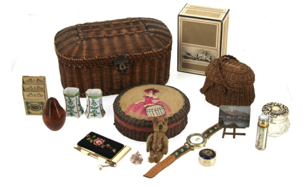Boîte à ouvrage en osier, panier à gibie