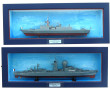 2 maquettes sous vitrines de navires de 