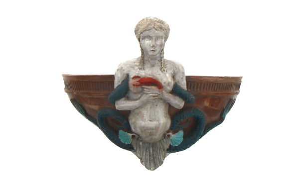Applique en terre cuite polychrome d'apr
