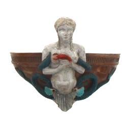 Applique en terre cuite polychrome d'apr