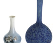 Lot de 2 vases soliflores, l'un en porce