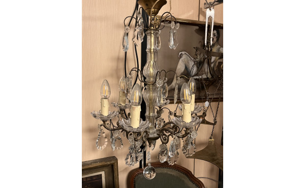 Suspension à pampilles à 6 bras de lumiè