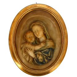 Vierge à l'Enfant, cire à vue ovale, dan