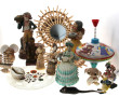 Lot de bibelots divers : 3 miroirs rotin