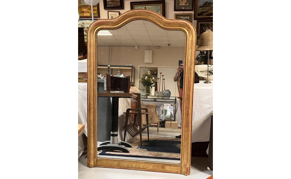 Grand miroir XIXème en bois et stuc doré