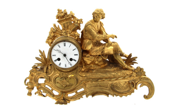 Pendule Romantique en métal doré, mécani