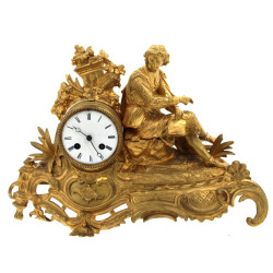 Pendule Romantique en métal doré, mécani