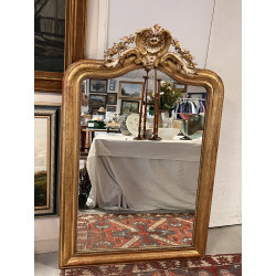 Grand miroir XIXème en bois et stuc doré