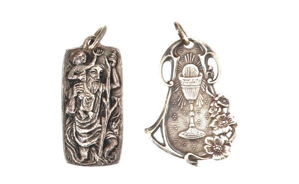 2 médailles religieuses en argent, poids