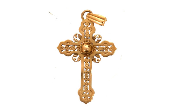 Pendentif croix ajourée en or jaune 18 c