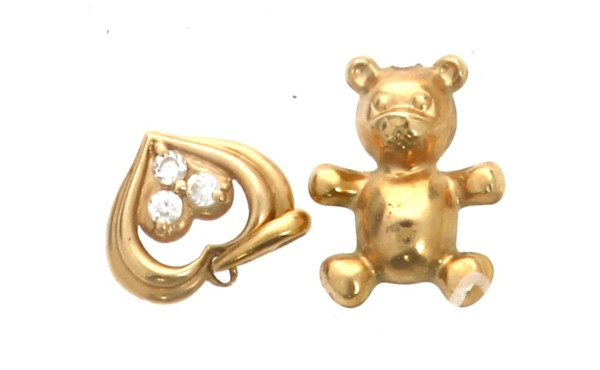 Pendentif cœur en or jaune 18 cts et str