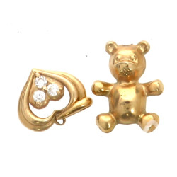 Pendentif cœur en or jaune 18 cts et str