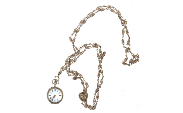 Montre de col en argent, poinçon crabe e
