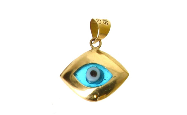 Pendentif "œil" en or jaune 14 cts et ve