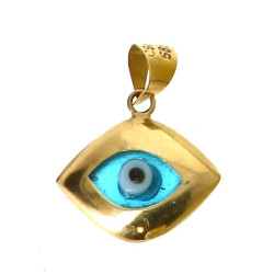 Pendentif "œil" en or jaune 14 cts et ve