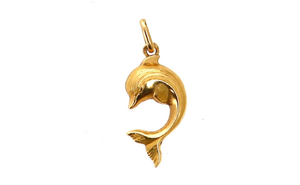 Pendentif dauphin en or jaune 18 cts, po