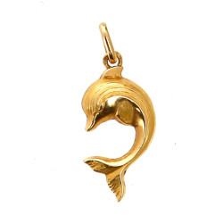 Pendentif dauphin en or jaune 18 cts, po