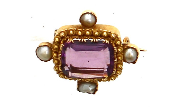 Petite broche ancienne en or jaune 18 ct