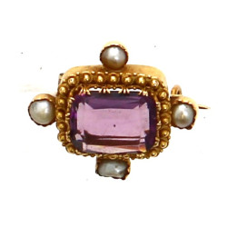 Petite broche ancienne en or jaune 18 ct