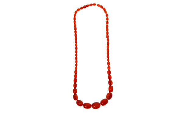 Collier en chute de perles ambrées forme