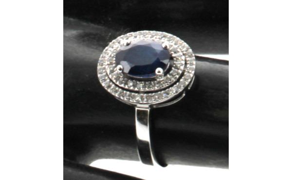 Bague en or 9 cts (375) sertie d'un saph