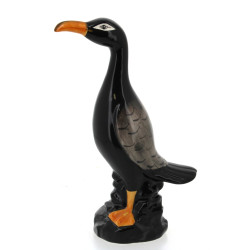 Cormoran, sujet en faïence polychrome, H