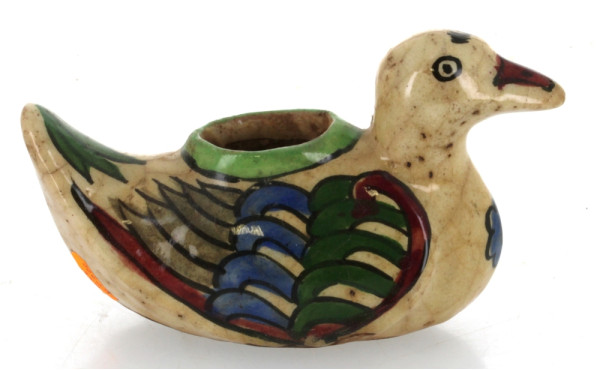 Canard en céramique persane, L 19,5 cm