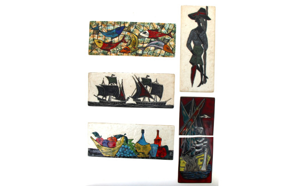 Lot de 4 plaques en céramique années 60 