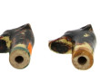 4 pommeaux de canne en faïence polychrom