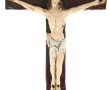 Grand Christ en faïence polychrome. H 33