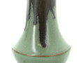 Vase en grès vert, base et col en métal 