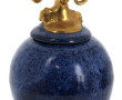Pot couvert en céramique bleu moucheté, 