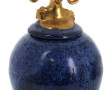 Pot couvert en céramique bleu moucheté, 