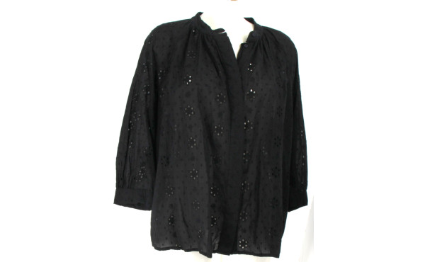 Emilu Andfin - Blouse noire broderie ang