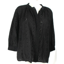 Emilu Andfin - Blouse noire broderie ang