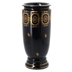 Vase en porcelaine bleu de four et or, t