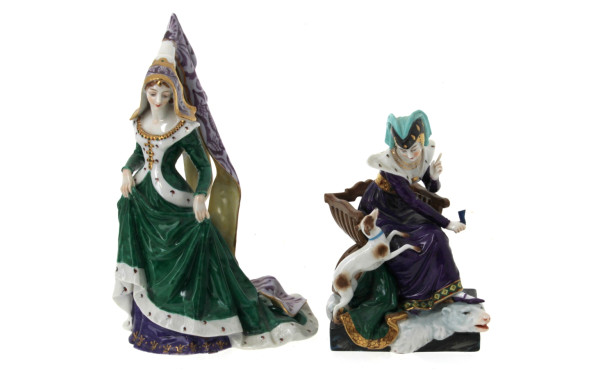 Paire de statuettes en porcelaine polych