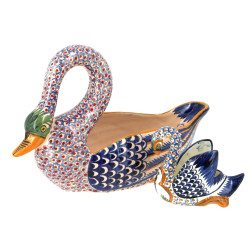 HENRIOT QUIMPER - Jardinière cygne en fa