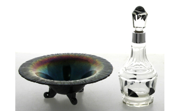Petite carafe ART DECO en verre et col m