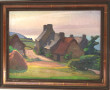 Ecole bretonne Xxe "Chaumières en bord d