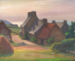 Ecole bretonne Xxe "Chaumières en bord d
