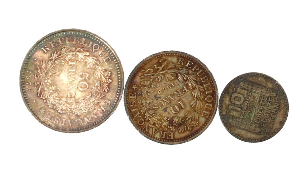  lot de monnaies argent: 1 p. 50 fr + 1