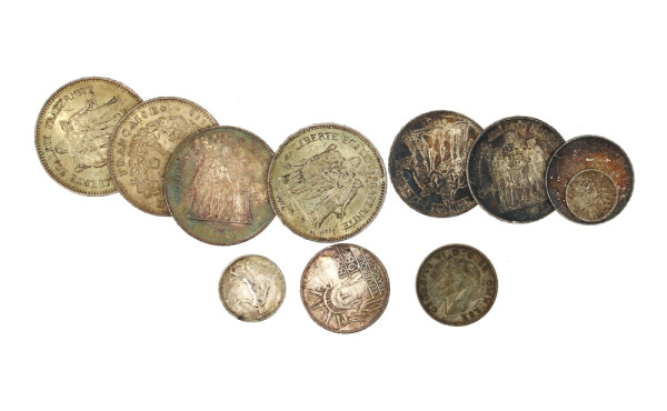 Lot de monnaies argent: 4 p. 50 fr anné
