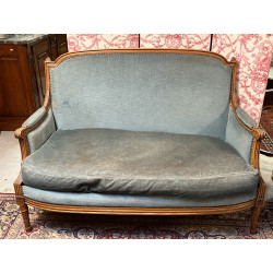 Canapé style Louis XVI velours bleu