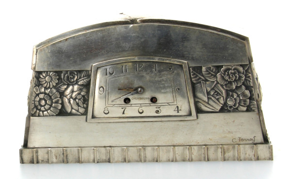 Pendule ART DECO en métal couleur argent