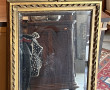 Miroir trumeau en bois et stuc doré à dé